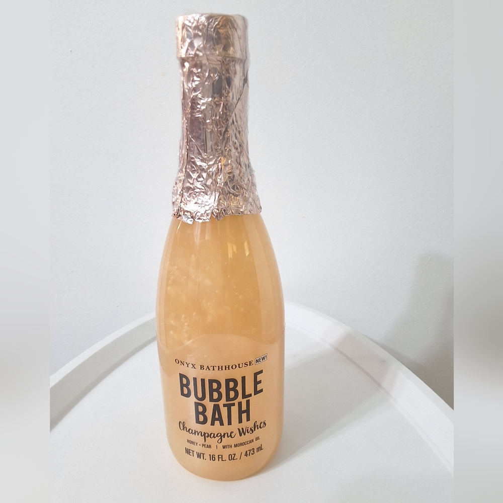 Onyx Bathhouse Honey + Pear Bubble Bath Champagne Wishes W/ Moroccan Oil, New